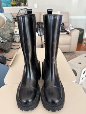 Marcella NYC Tall Lug Sole Leather Boots Size 6